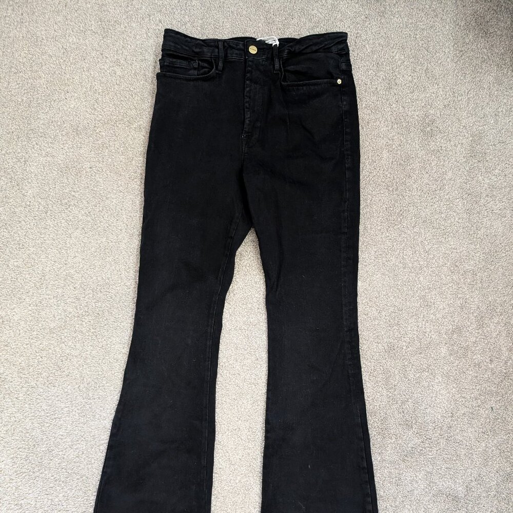 New Frame Jet Set High Rise Flare Stretch Pull On Jeans Dark Wash Womens Size 2
